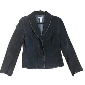 DEANE & WHITE BLACK GENUINE LEATHER SUEDE JACKET SIZE MEDIUM